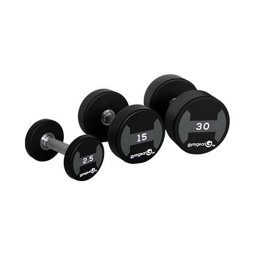 GYM GEAR 2.5kg-30kg Urethane Dumbbells Set (12 Pairs in 2.5kg increments) - Luxe Gym Company