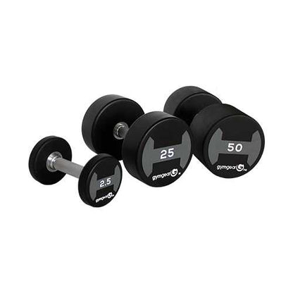 GYM GEAR 2.5 to 50kg Urethane Dumbbell Set (20 Pairs in 2.5kg increments) - Luxe Gym Company