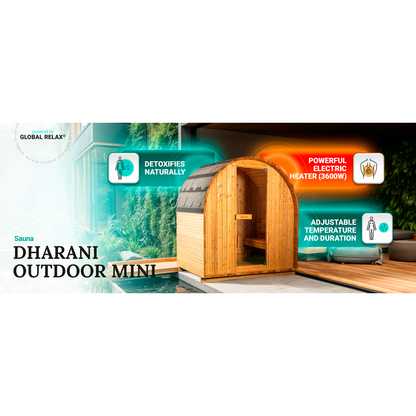 GLOBAL RELAX Dharani MINI - Outdoor Steam Sauna for 1/2 Person