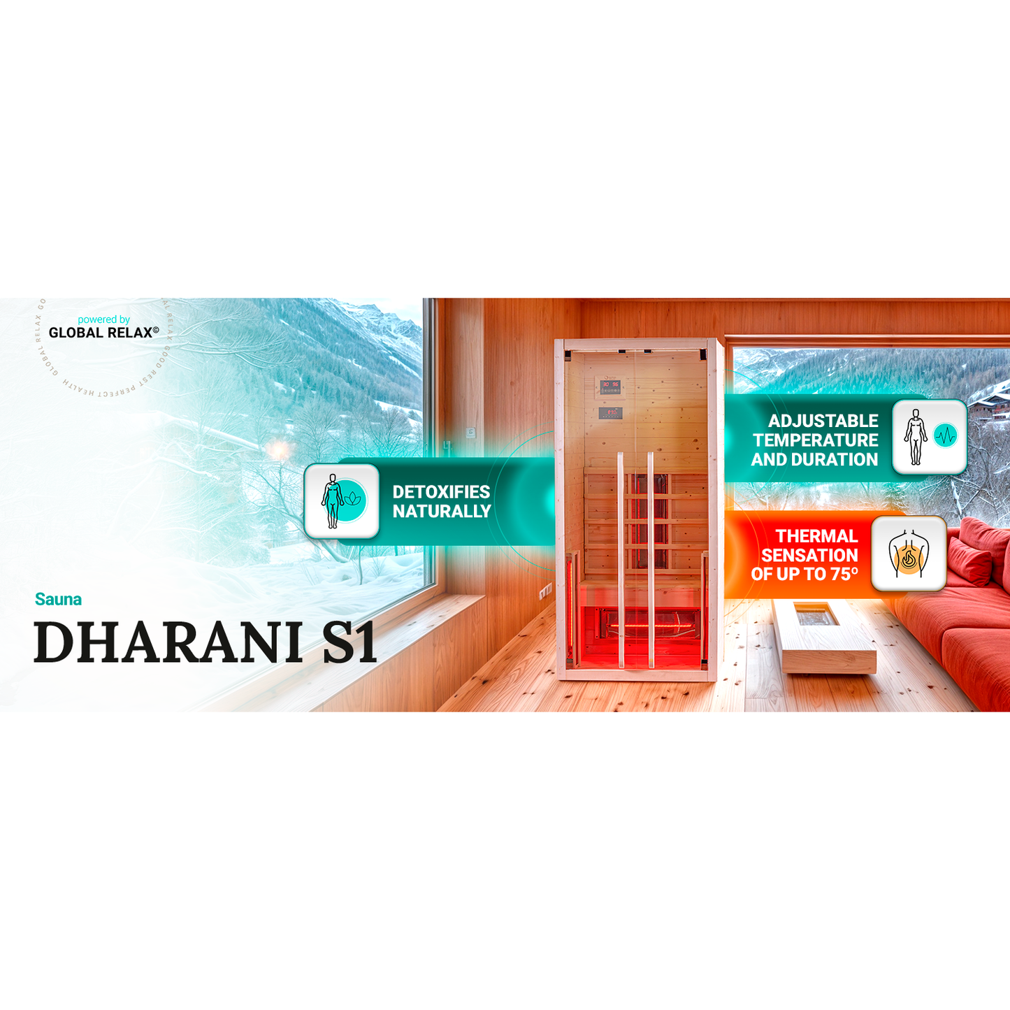 GLOBAL RELAX Dharani S1 - Infrared indoor sauna 1 person