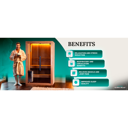 GLOBAL RELAX Dharani S2 STEAM - Indoor Steam Sauna for 1 or 2 Person