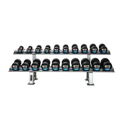 MYO STRENGTH Rubber Dumbbells with PU End Caps - 2.5kg - 30kg (2.5kg inc / 12 pairs set) - Luxe Gym Company