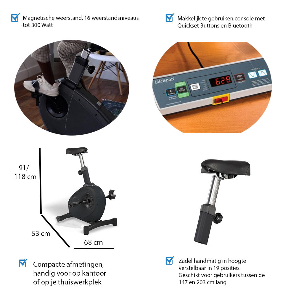 LIFESPAN WORKPLACE Under Desk Bike C3-DT3-BT